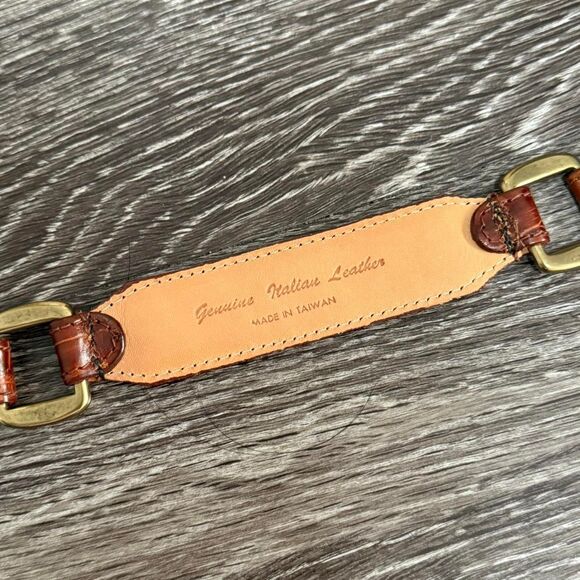 Retro Fossil 90s Vintage Brown Italian Leather Belt with Brass Buckle - Picture 5 of 8